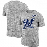 Milwaukee Brewers Nike Heathered Black Sideline Legend Velocity Travel Performance T-Shirt,baseball caps,new era cap wholesale,wholesale hats
